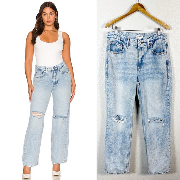 Good American Denim - Good American Women’s Good 90s Relaxed Straight Leg Jeans in Blue542 Size 12